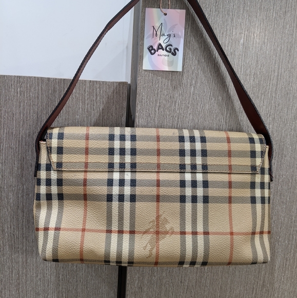 Burberry: Haymarket Nova Check PVC Baguette Shoulder Bag - Picture 7 of 16